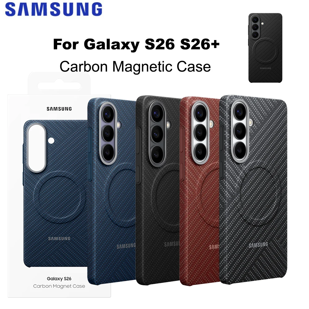 Original Samsung Galaxy S26 S26+ Carbon Magnetic Case with Magnetic Ring Protective Case Shockproof For Galaxy S26 S26+