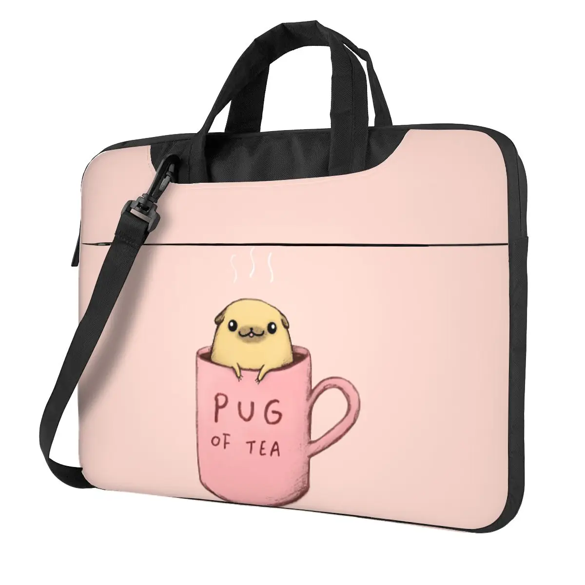

Pug Of Tea Crossbody Laptop Bag Case Computer Bag Resistant Protective Notebook Pouch for Macbook Pro Lenovo