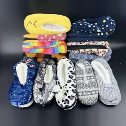House Fluffy Slipper Women Winter Fuzzy Fur Contton Warm Plush Striped Dot Non Slip Grip Indoor Lazy Female Home Floor Shoe Room