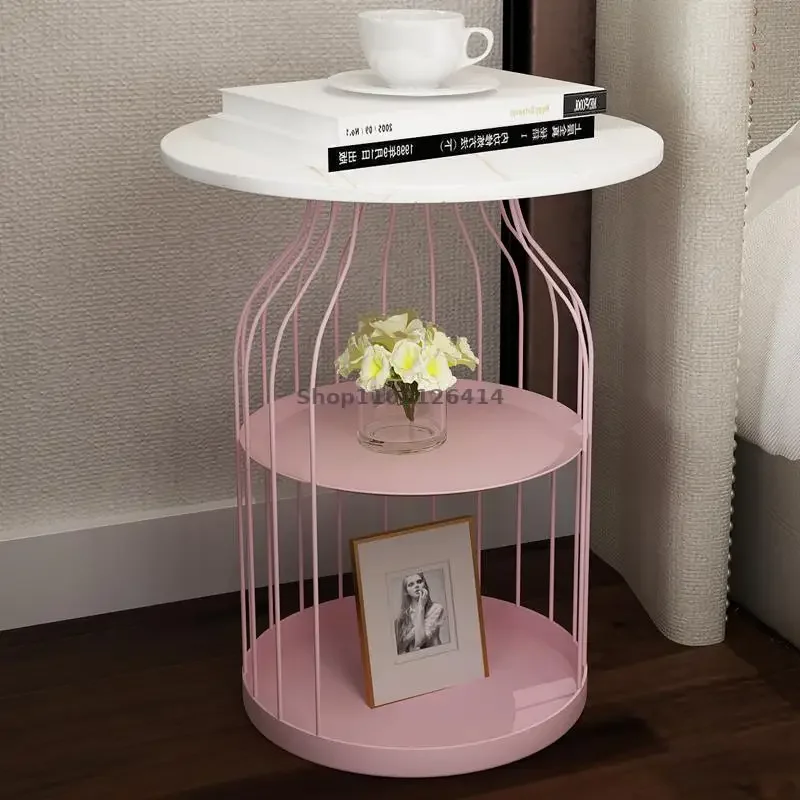 Bedroom Bedside Table Nordic Light Luxury Slate Small Wrought Iron Bedside Table Sofa Side Corners Balcony Round Table