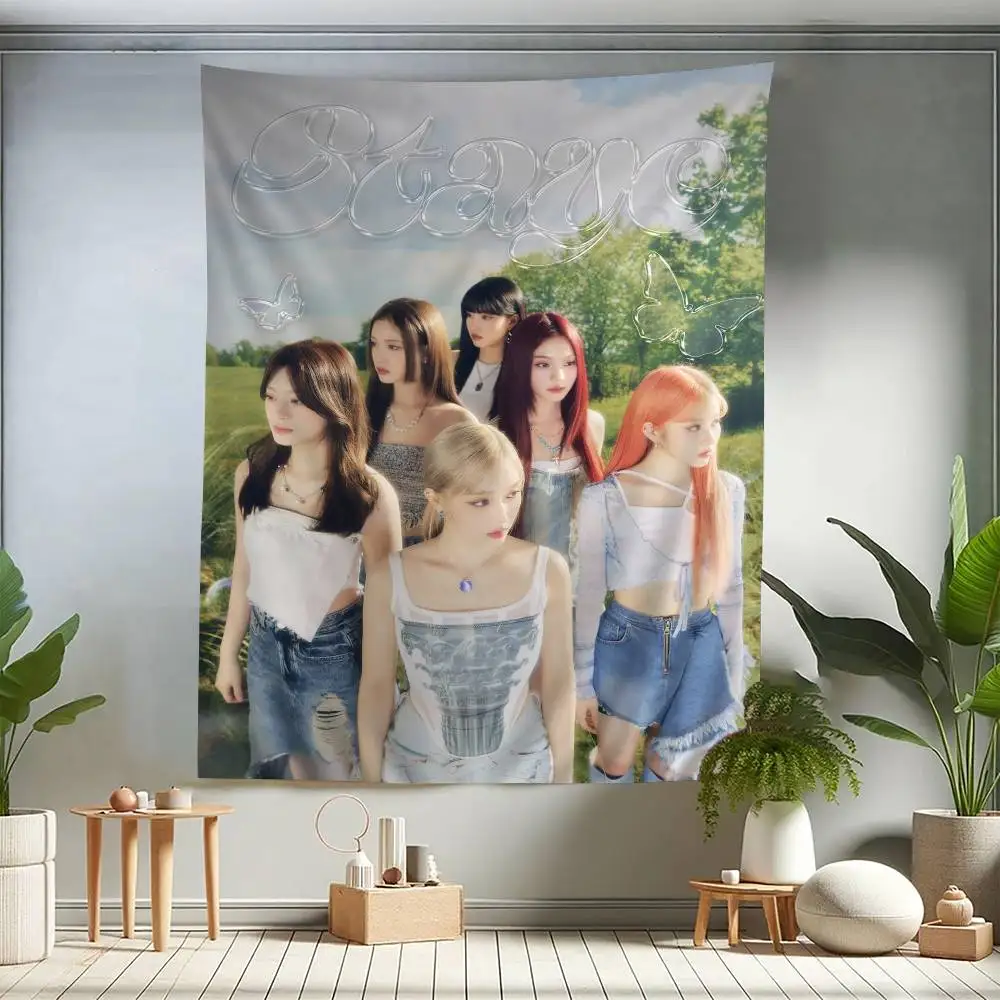 Kpop Group S-Stayc Chart Tapestry for Living Room Home Dorm Decor Art Home Decor