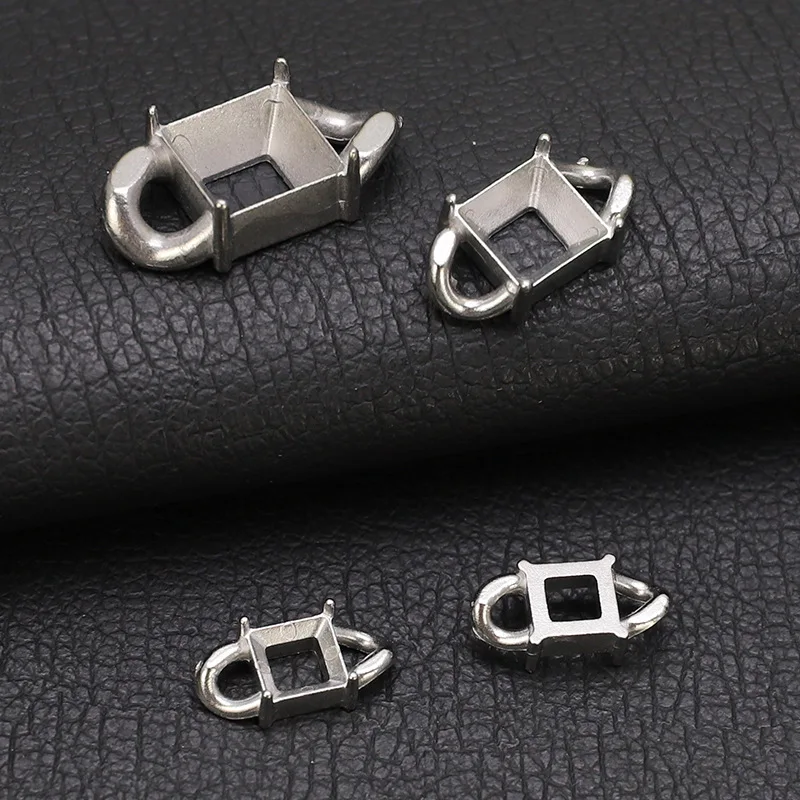 5-10 Stück Edelstahl-Leerkralle für quadratische rechteckige Strasssteine, Basis für Halsketten, Armbänder, Kristallsteinhalter – Detail 3