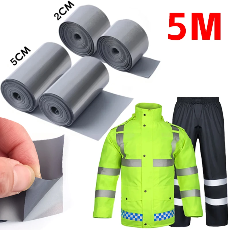 5M Reflective Heat Transfer Film Safety Reflector Sticker for DIY Clothing Bag Shoes Iron on Safety Clothing Supplies 2/5cm/roll