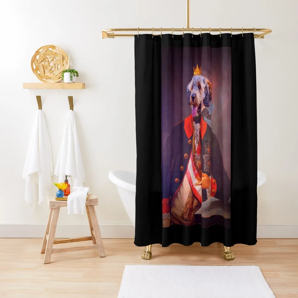 

Funny Aristocrat General Dog Portrait in Renaissance fine art style Shower Curtain Waterproof Fabric Shower Bathroom Box Curtain