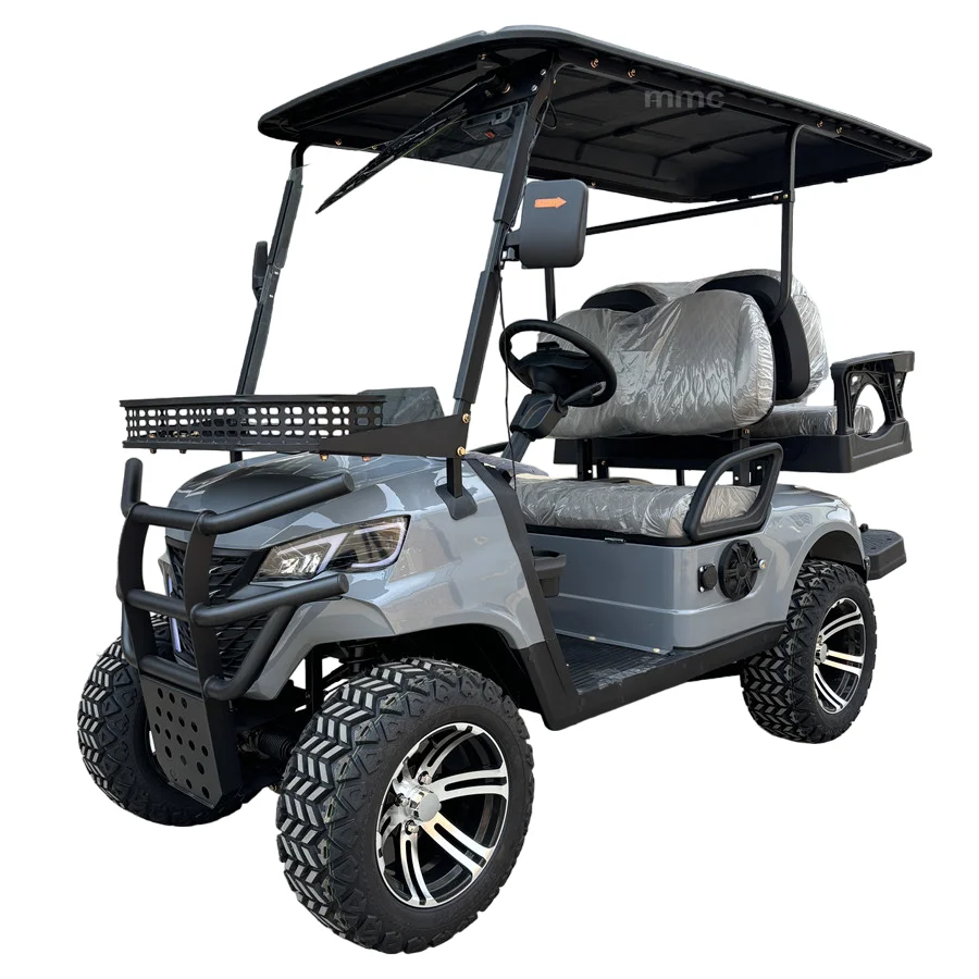 2024 New 48V Electric Golf Kart 4 Wheel 4 Seater Rugged Terrain off Road Black Golf Carts