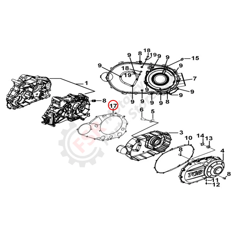 10 Uds junta de cárter de cubierta RH, compatible con TGB BLADE 425 550 EFI 600 LT LTX MAX SE T3b TARGET 425 525 550 IRS SNIPER 600,P/N:924808