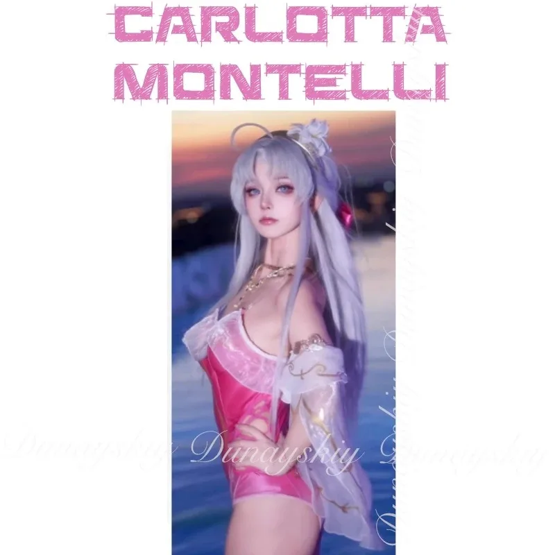 

CyWuthering Waves Game Carlotta Montelli Cosplay The Second Lady Of The Montellis' With Pink Swimsuit Cosplay Costume Full Of Su