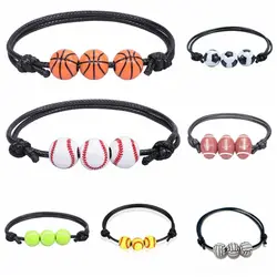 Basketball Baseball Bracelet Wax Line Woven Tennis Rugby Bracelet Boys Girls Sports Jewelry Accessories