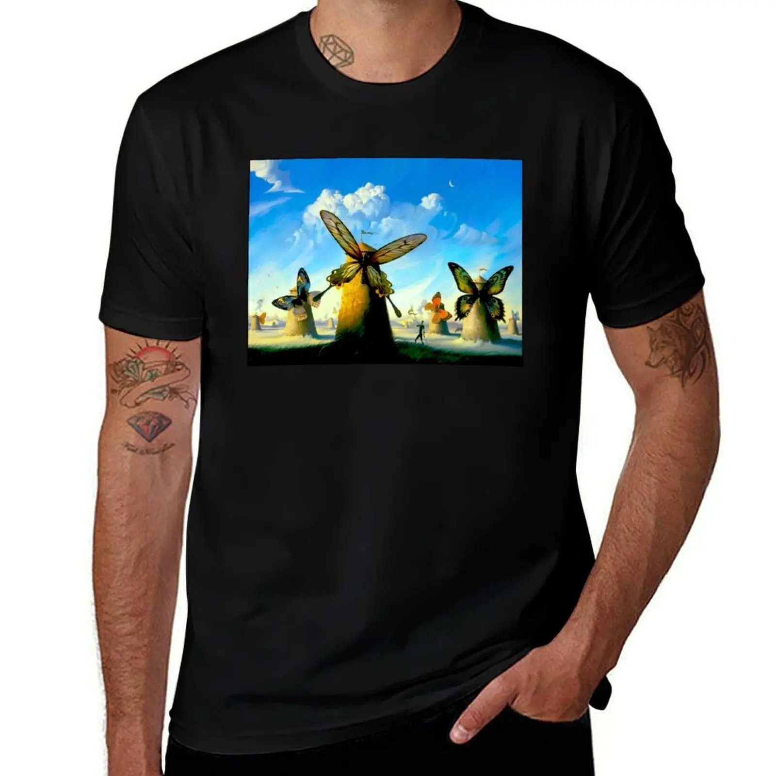 

BUTTERFLY WINDMILLS : Vintage Abstract Print T-Shirt Personalized t-shirt summer tops Blouse mens big and tall t shirts