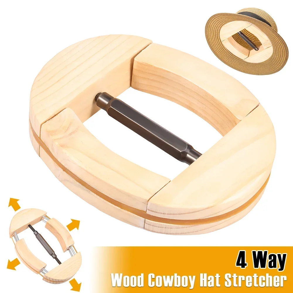 Repacego 4 Way Wood Cowboy Hat Stretcher Versatile Baseball Hat Shaper Cap Shape Maintainer Premium Fedora Hat Rack for Home