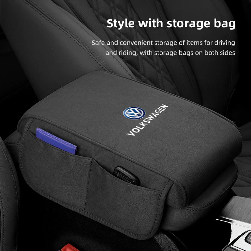 

Suede Car Interior Armrest Box Mat Center Console Accessories For Volkswagen R-Line R GTI Polo T5 Golf Passat Scirocco Jetta