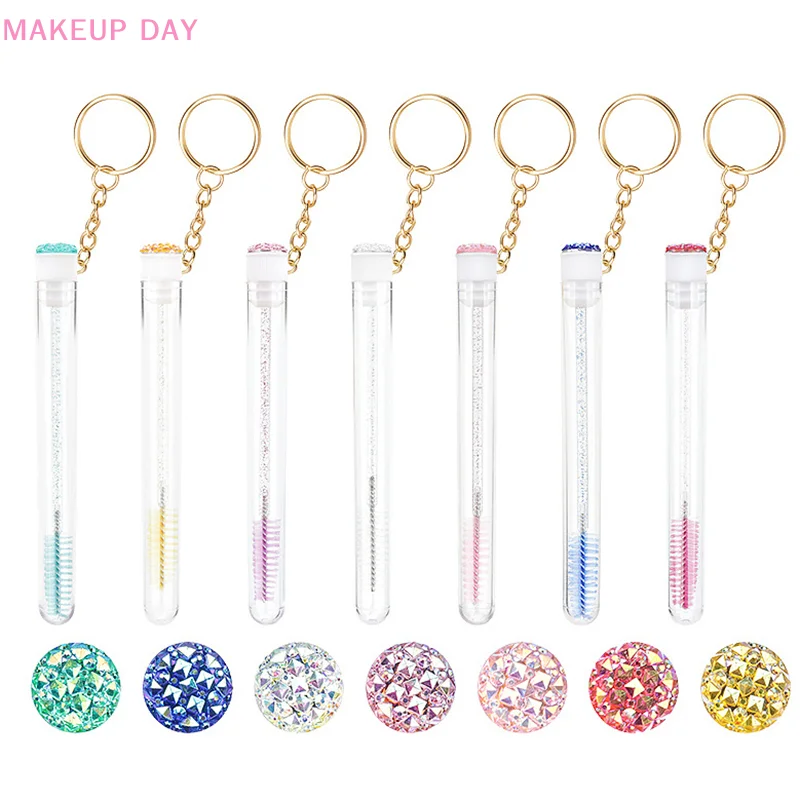 1pcs Reusable Eyelash Brush Tube Resin Drill Replaceable Mascara Wand Brushes Tube Keychain Dust-proof Disposable