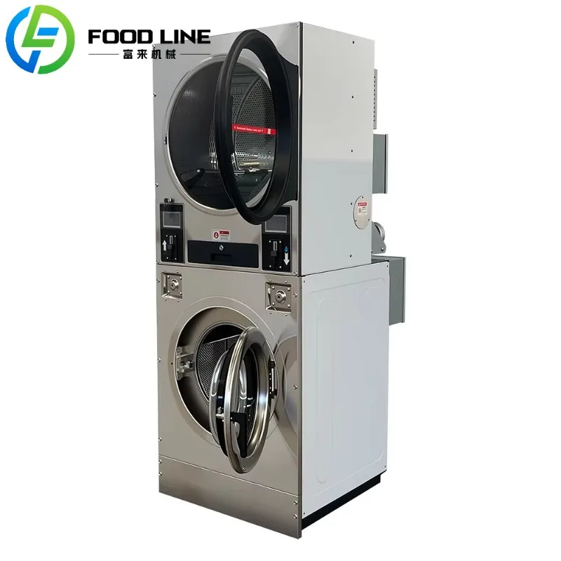 ماكينة غسيل ومجفف مكدسة تعمل بقطع النقود المعدنية بوزن 12 كجم لمدرسة الفندق #4