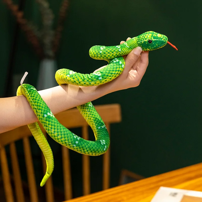 

New 70/100cm Simulation Snake Plush Toy Lifelike Stuffed Green Brown Snake Plushies Prank Props PP Cotton Fill