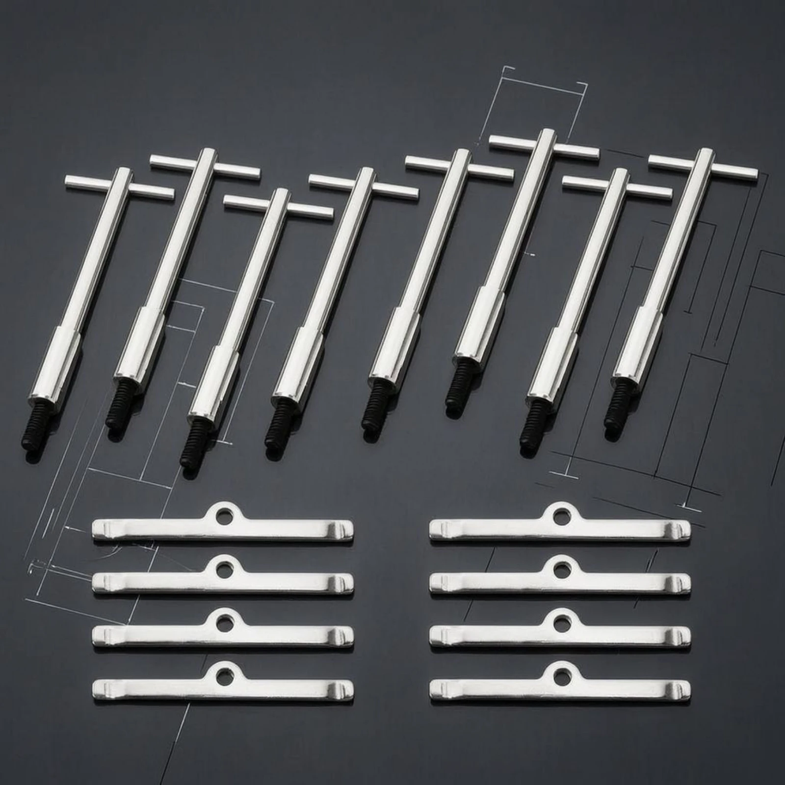 T-Bolt Hold-down Kit Metal Chrome T-Style Valve Cover Hold-down Kit Engine Part 16-Piece Set