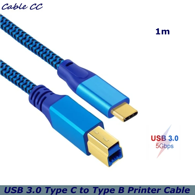 

USB 3.0 Type C to Type B Printer Cable Nylon Braided Compatible with Docking Station External Hard Drivers Scanner Printer,5Gbps