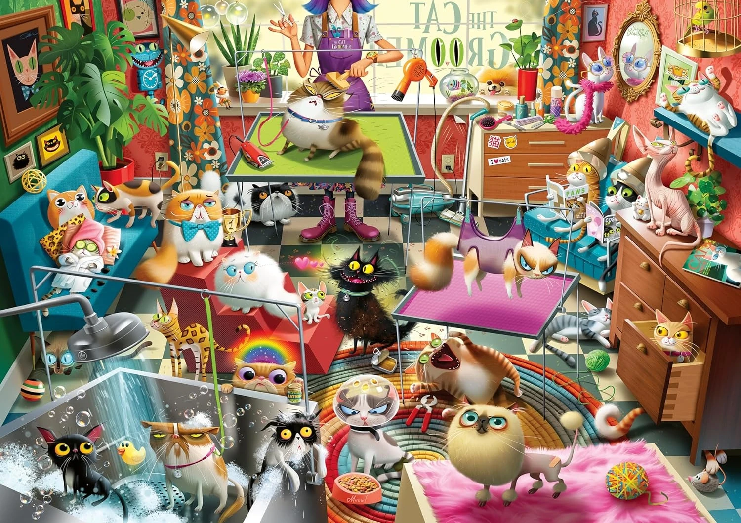 300/500/520/1000 Teile Pet Shop Puzzles für Erwachsene The Cat Groomer Puzzles Spiele Family Night Fun Toys Weihnachtsgeschenke
