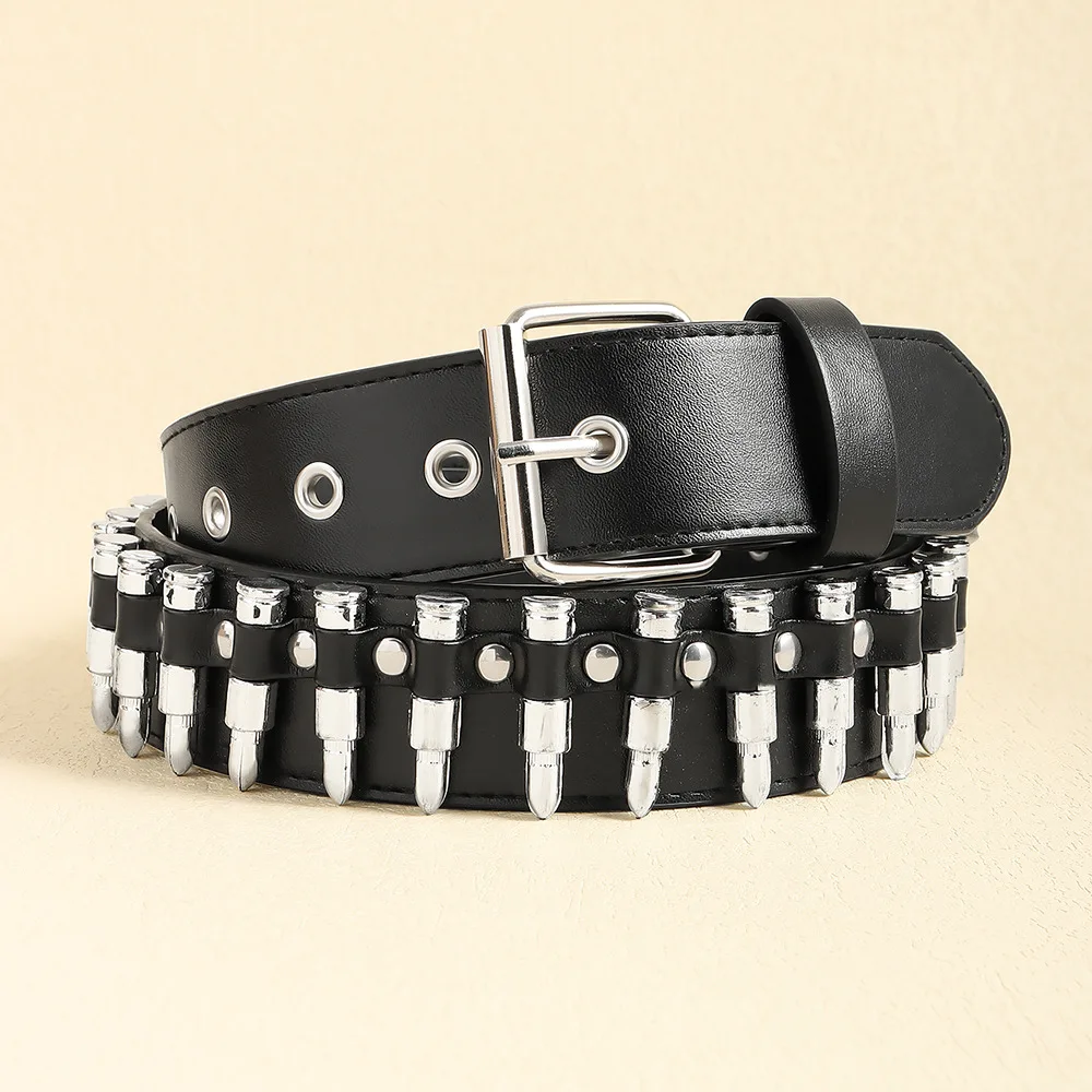 1pc Studded Belts Punk Bullet Embellishing Pin Buckle Belts Personalized Y2k Style Jeans Pants Belts