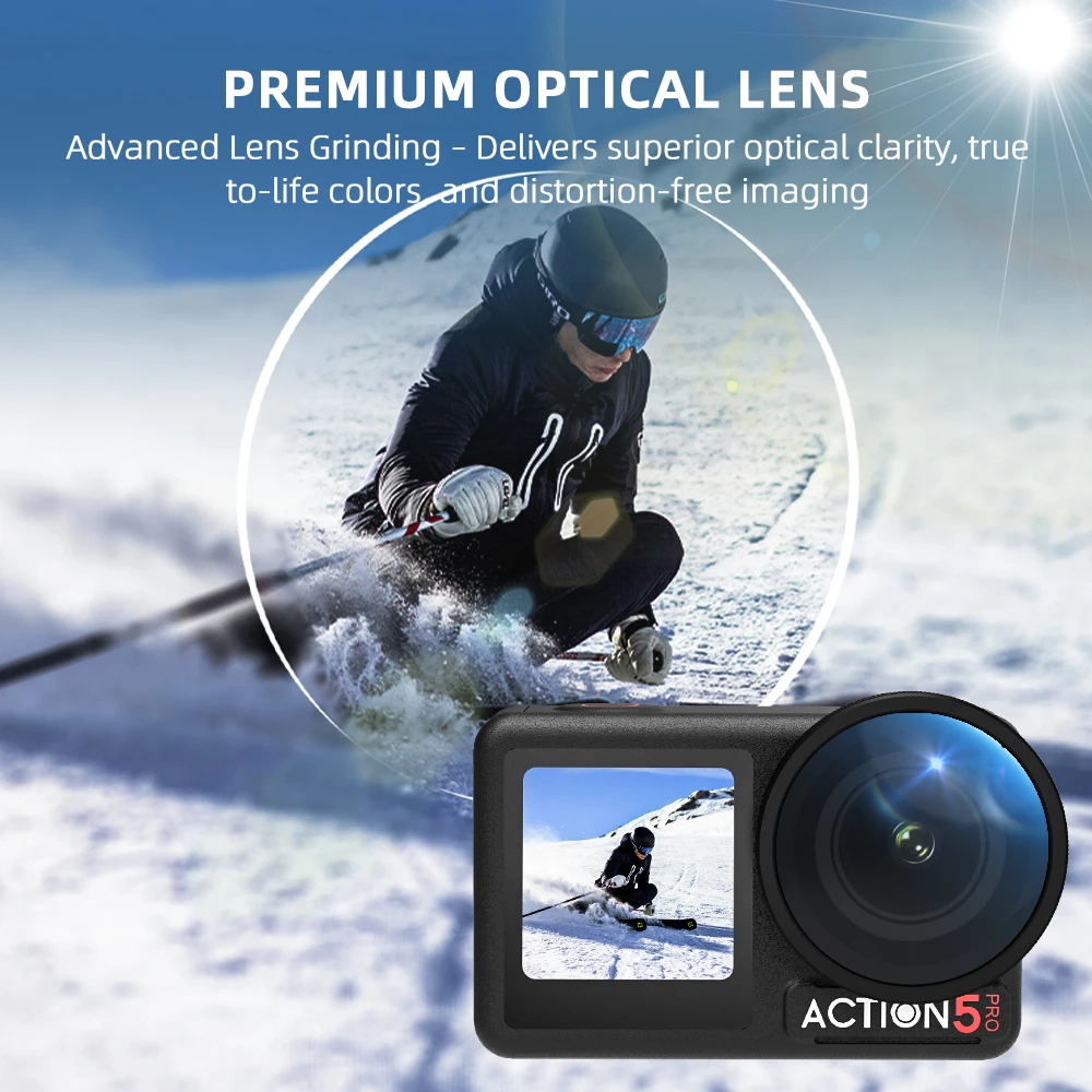 BRDRC Wide Angle Lens for DJI Action 5 Pro 180° Super Wide View Camera Outdoor Vlog Accessories