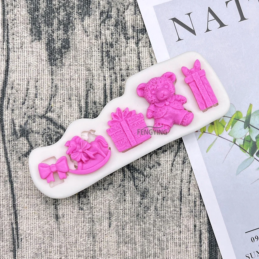 Bear Rocking Horse Silicone Mold Sugarcraft Cupcake Baking Mold Fondant Cake Decorating Tools