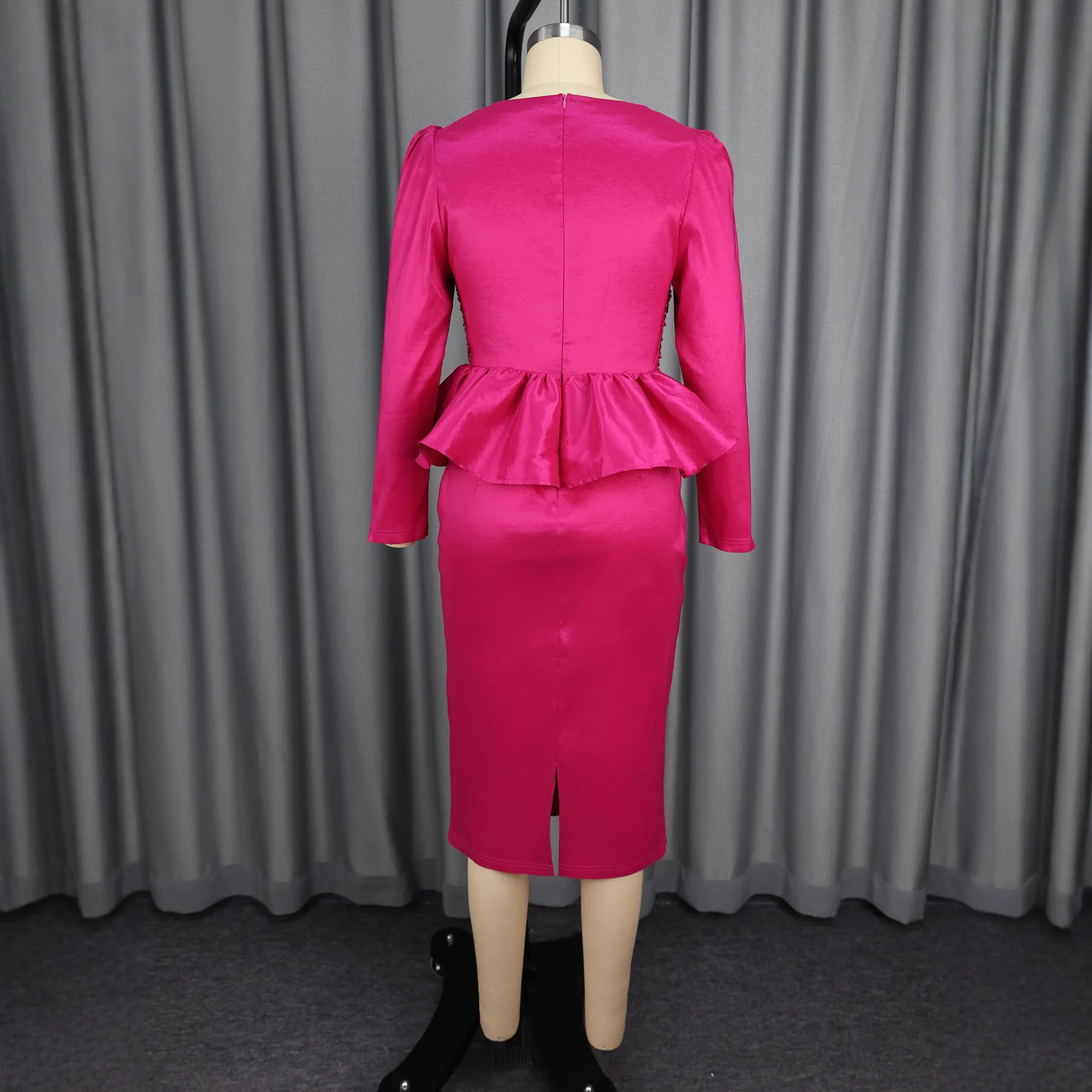 فساتين سهرة للحفلات الأفريقية ترتر للنساء موضة الخريف بأكمام طويلة وياقة مربعة فستان ميدي ملابس أفريقيا