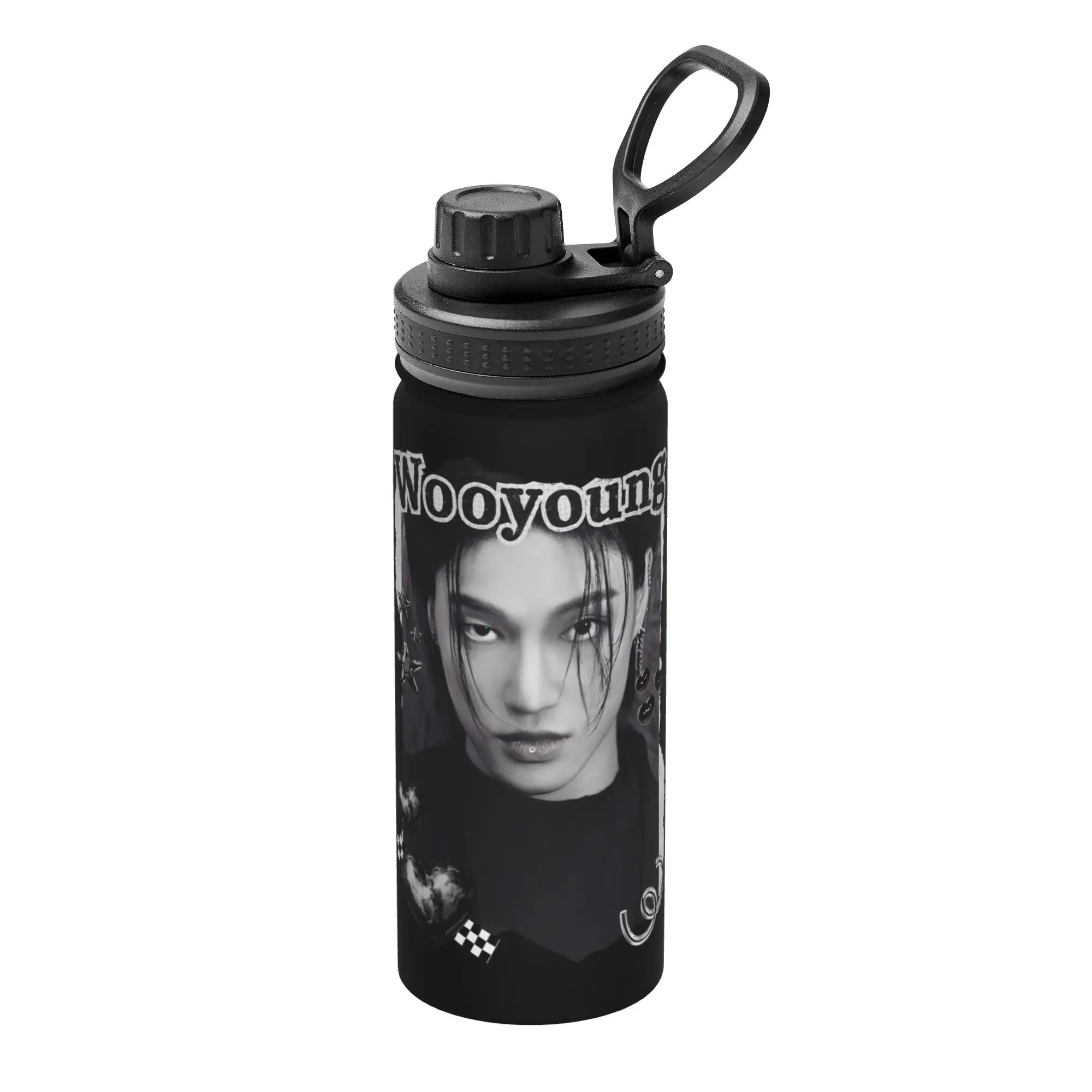 Kpop Boy Group A-Ateez Wooyoung 18OZ Sports Insulated Kettle  Coffee Cups Stainless Steel School Mugs Water Bottle