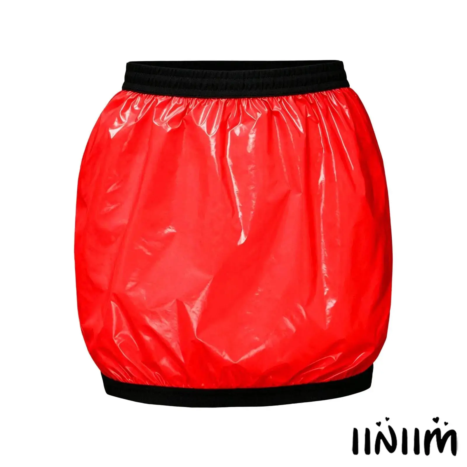 

Women Waterproof Miniskirt Elastic Band at Waist and Bottom Hem Plastic Skirt Bikini Swimwear Cover-up Rave Night Clubwear