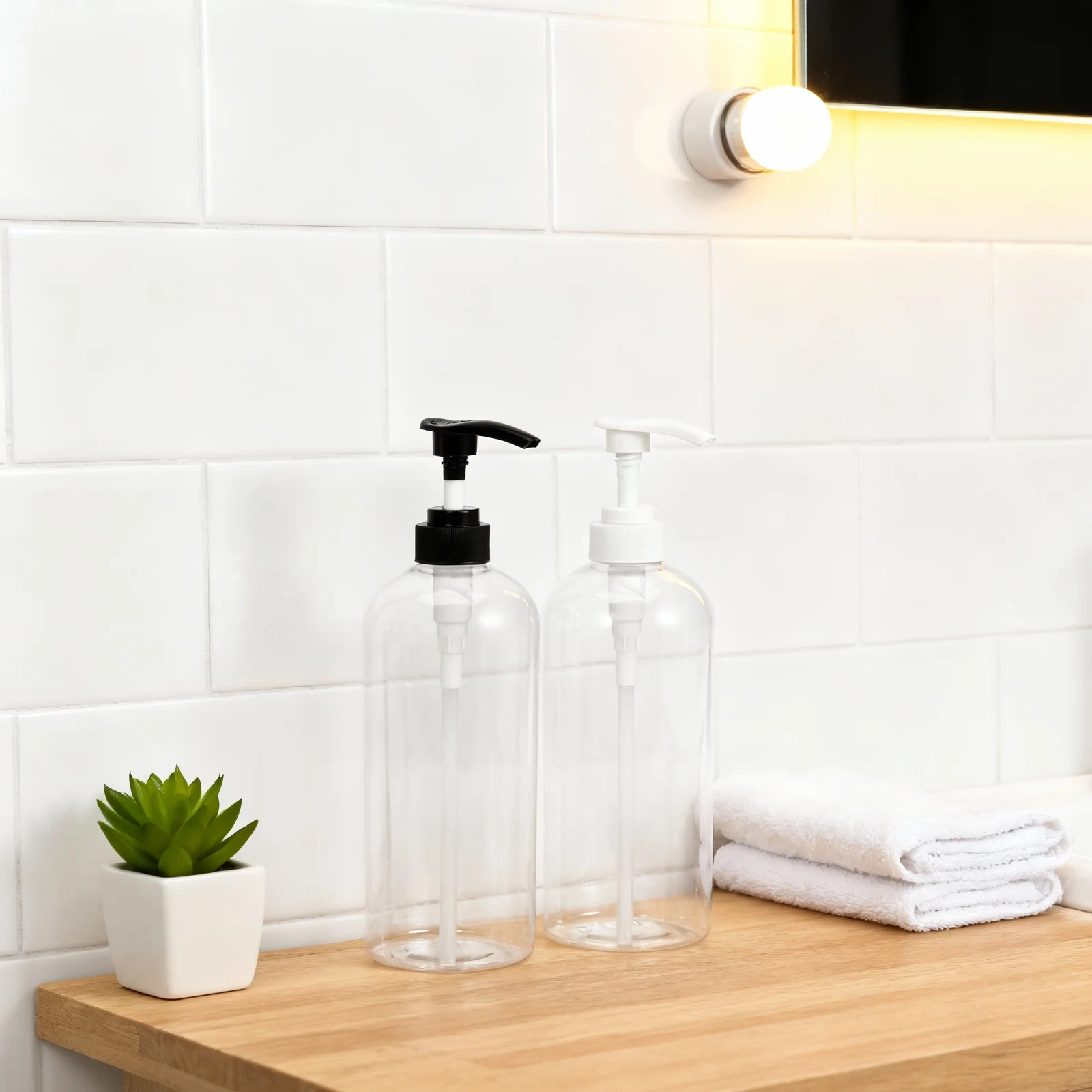 2pcs Clear Pet Press Pump Bottle 1000Ml Portable Refillable Dispenser For Hand Soap Shampoo Dish Soap Travel Bathroom Home Use