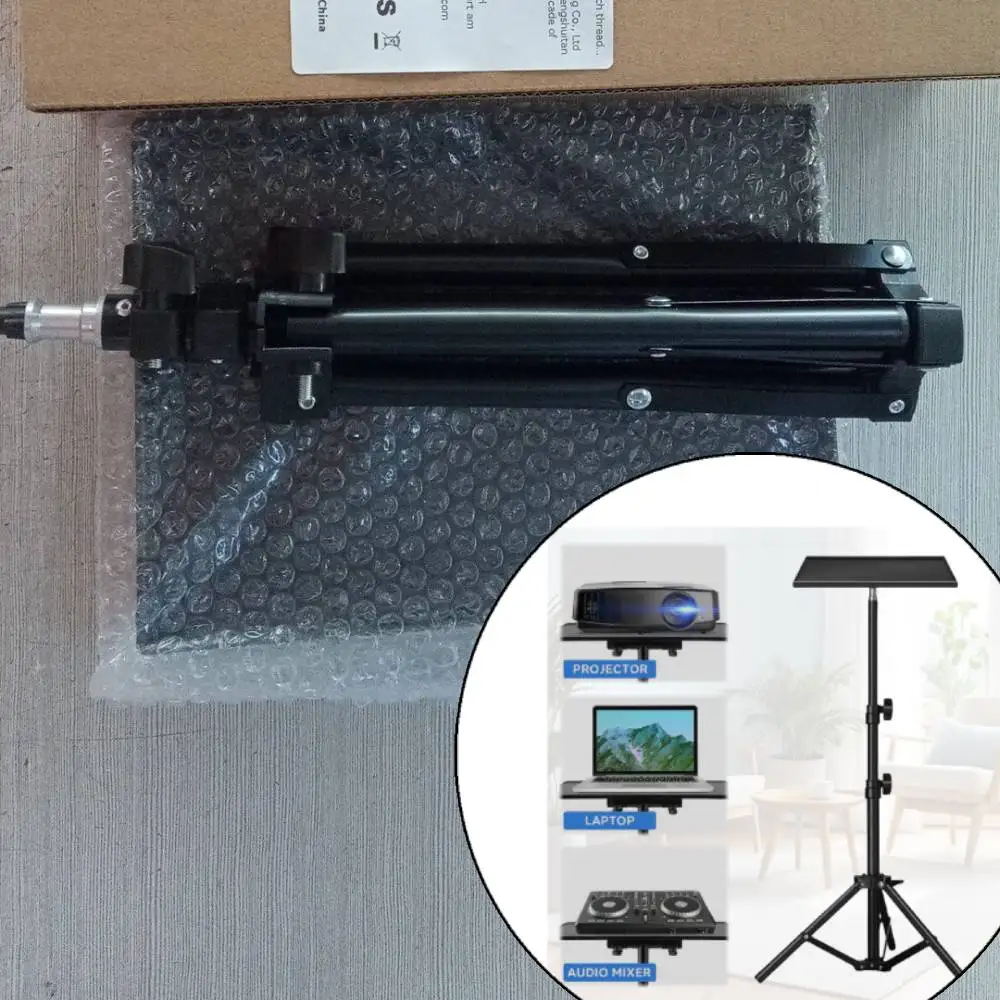 Projectors Tray 1/4inch Thread Tripod Tray Height Adjustable DJ Equipment Holder Telescopic Rod Standing for Laptop DSLR Camera