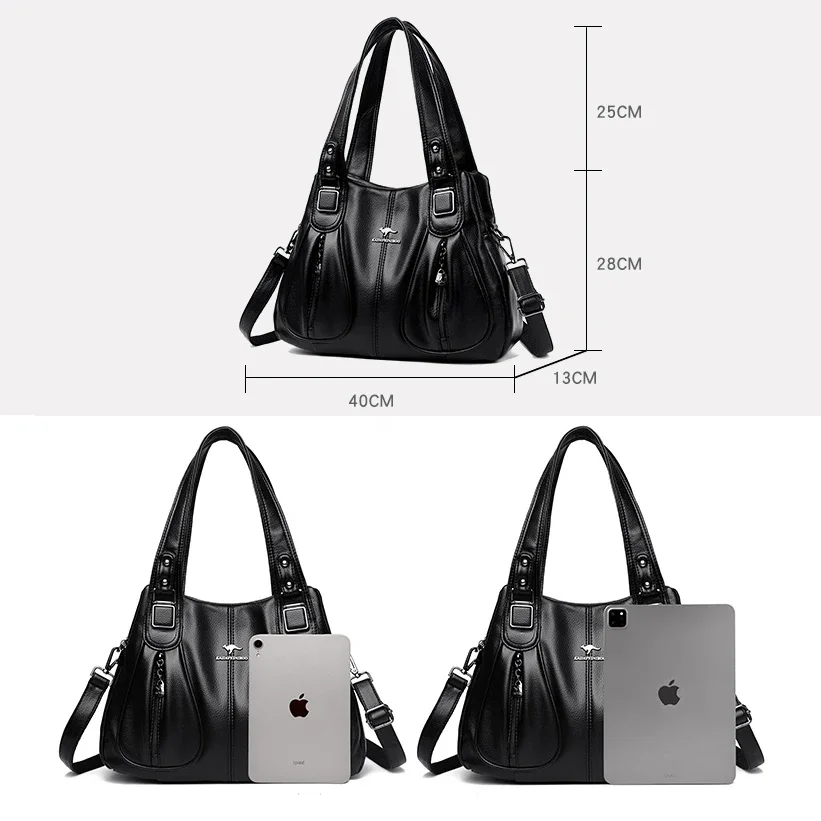 Genuine Casual Tote Bag Luxury Handbags Women Bags Designer Purses and Handbag High Quality Soft Leather 2 Layers Hand Bags