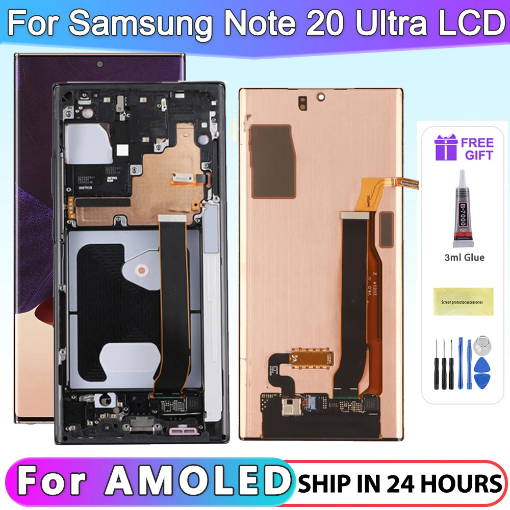 

AMOLED For Samsung Note 20 Ultra N986B N985 N985F lcd Display Note20 Ultra 5G SM-N986F LCD Touch Screen Support Fingerprint