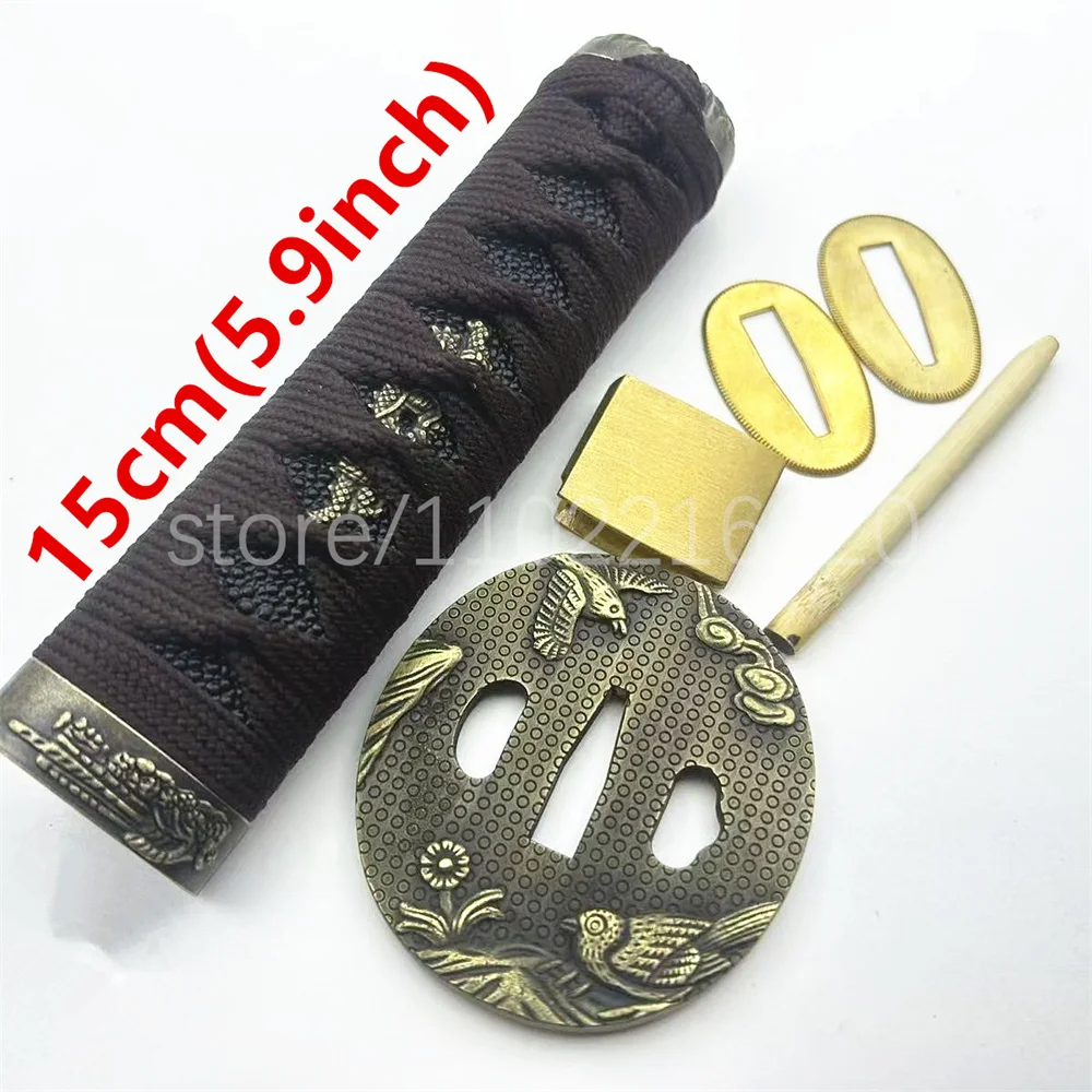 Set Tsuka Handle Hilt Alloy Tsuba Fuchi Kashira Menuki Habaki Seppa For Japanese Samurai Katana Wakizashi Tanto Sword Fittings