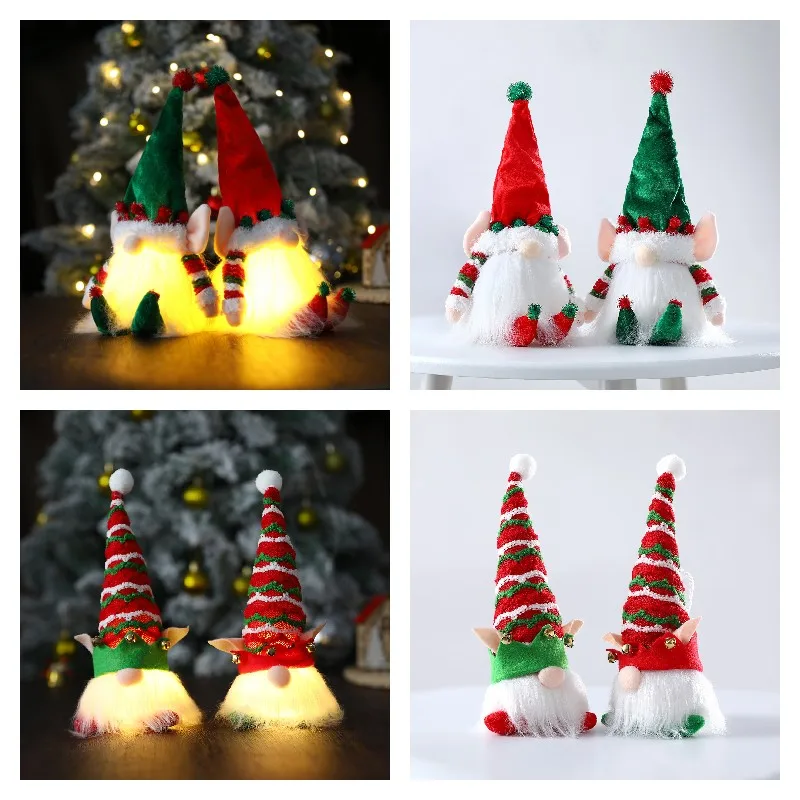 

1PC Christmas Elf Doll with LED Lights Glowing Faceless Gnome Xmas Tree Home Table Ornaments New Year 2023 Kid Toys Navidad Noel