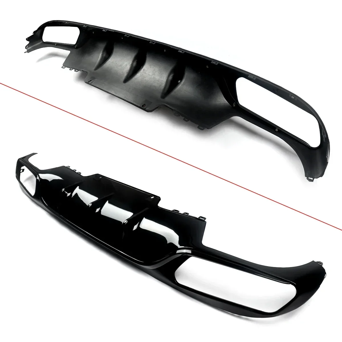 Rear Bumper Diffuser Lip for 2017-2020 Mercedes Benz W213 E200 E300 E250 Standard E63 Style with Tailpipes Exhaust Bodykit - view 5