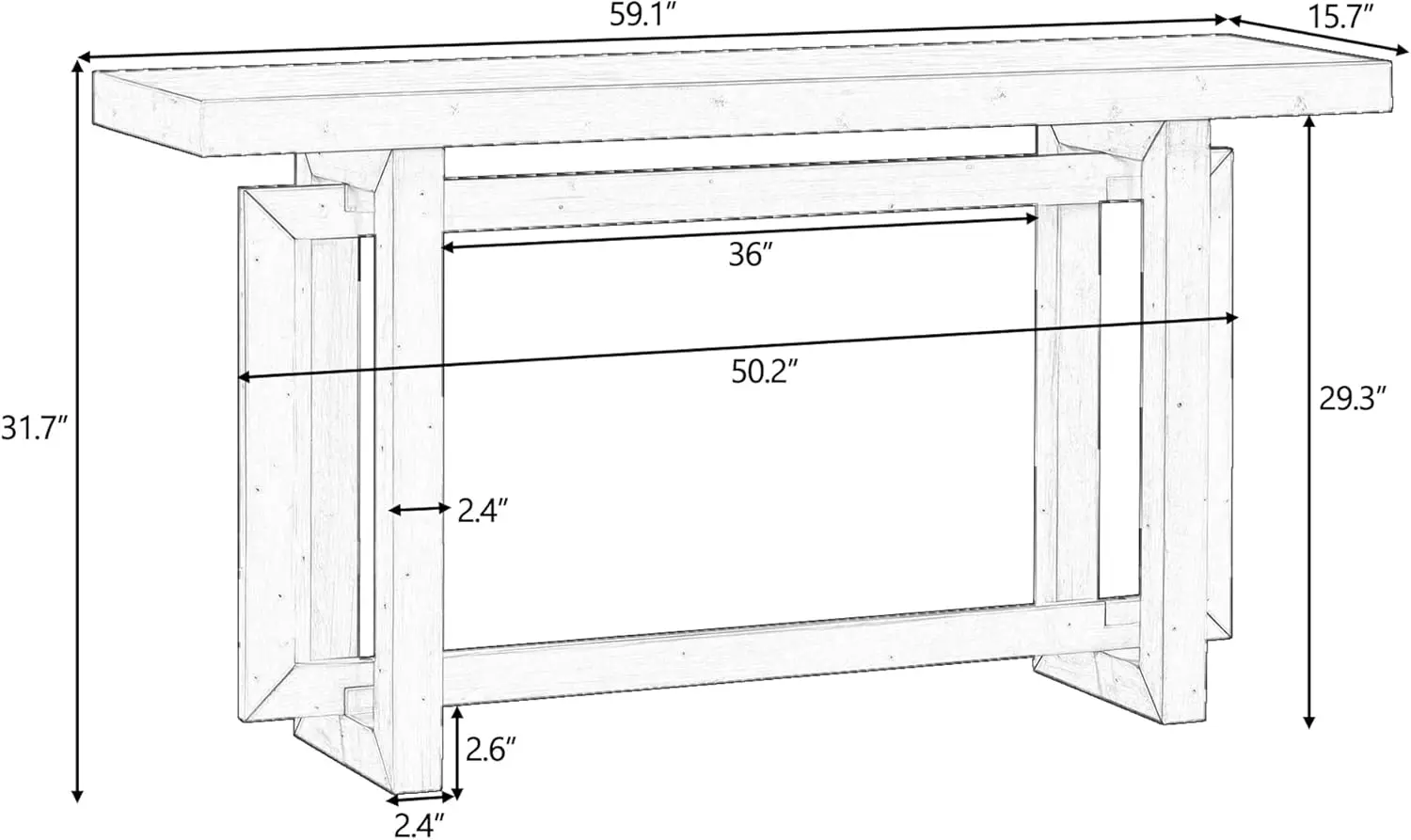 Modern Minimalist Console Table 59-Inch Long Wood Entry Sofa Table Accent Table For Living Room Entryway Hallway (Gray)