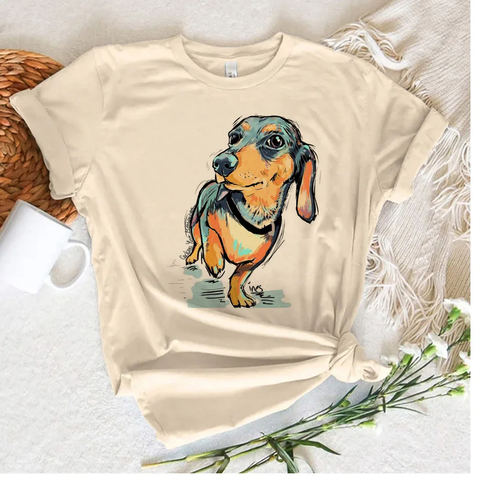 

Dachshund t shirt women comic Tee girl graphic manga streetwear clothes