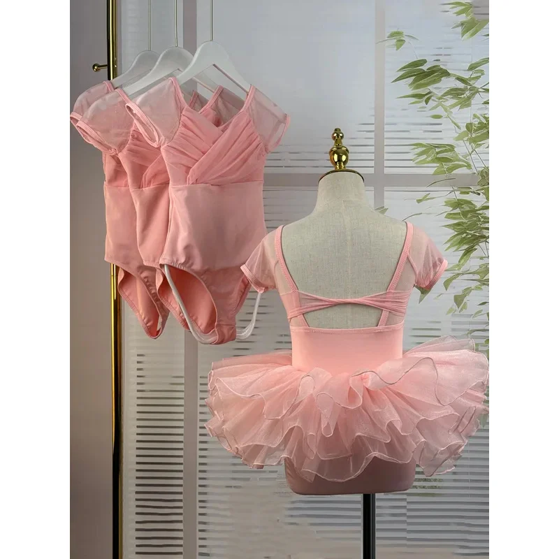 Kid Dance Clothing Girls' Flying Sleeve Practice Leotards Student Stage Performance Clothes Ballet Dance Gymnastics Skating Wear