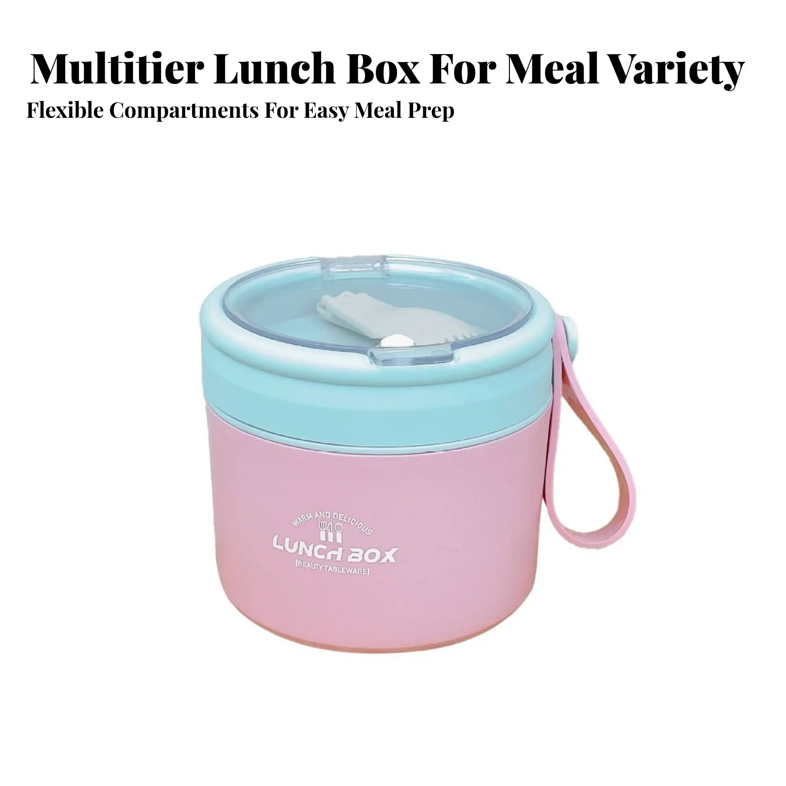 Portable Stainless Steel Lunch Box, Microwaveable Bento Container, Single Compartment, For Adults, Vibrant Color view 2