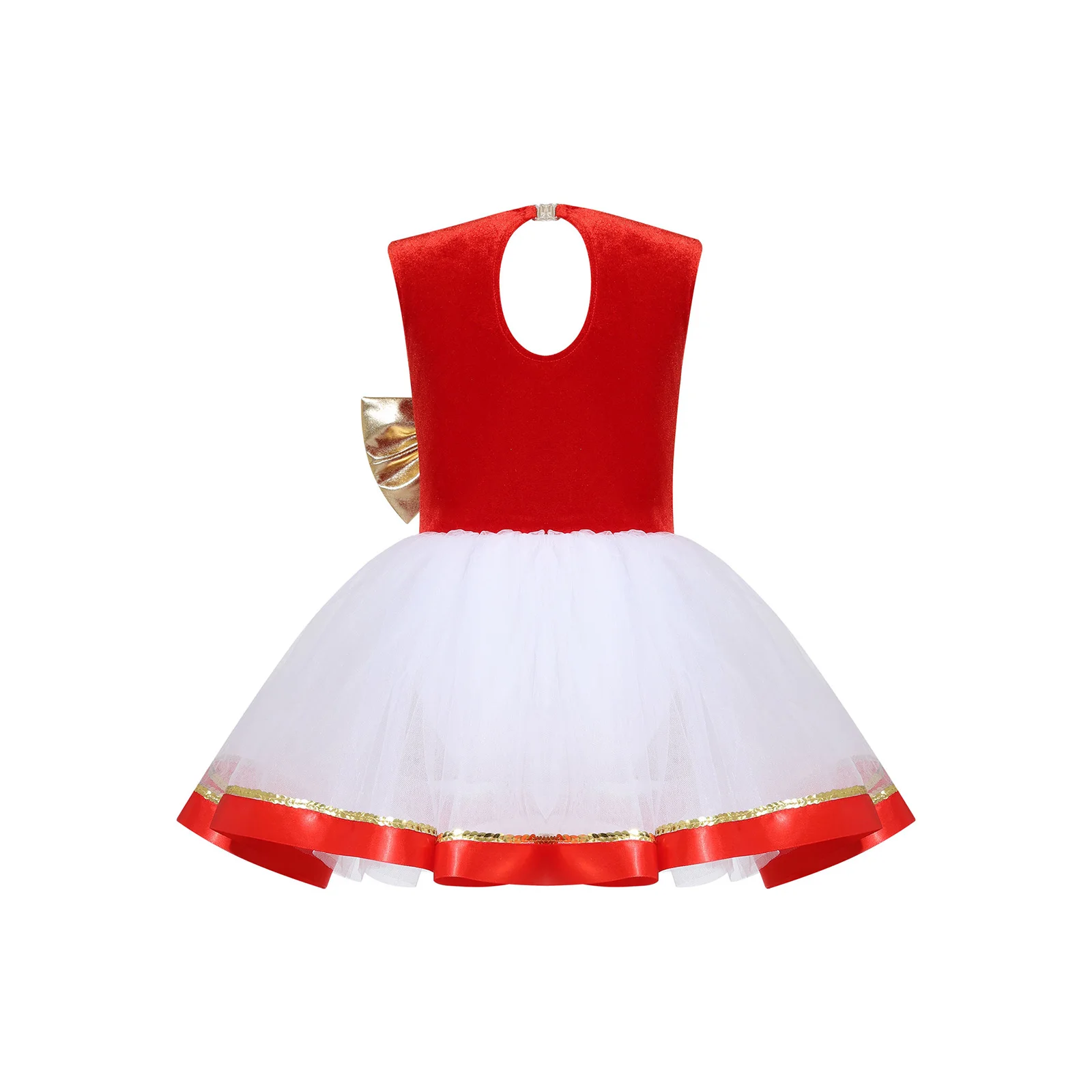 Girls Christmas Santa Claus Costume Holiday Festive Dance Stage Performance Dress for Kids Xmas Cosplay Party Birthday Gifts