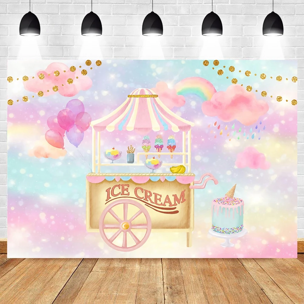 Candy Bar Baby Shower Birthday Backdrop Ice Cream Car Donuts Lollipop Party Photo Background Cake Table Decor Photography Props