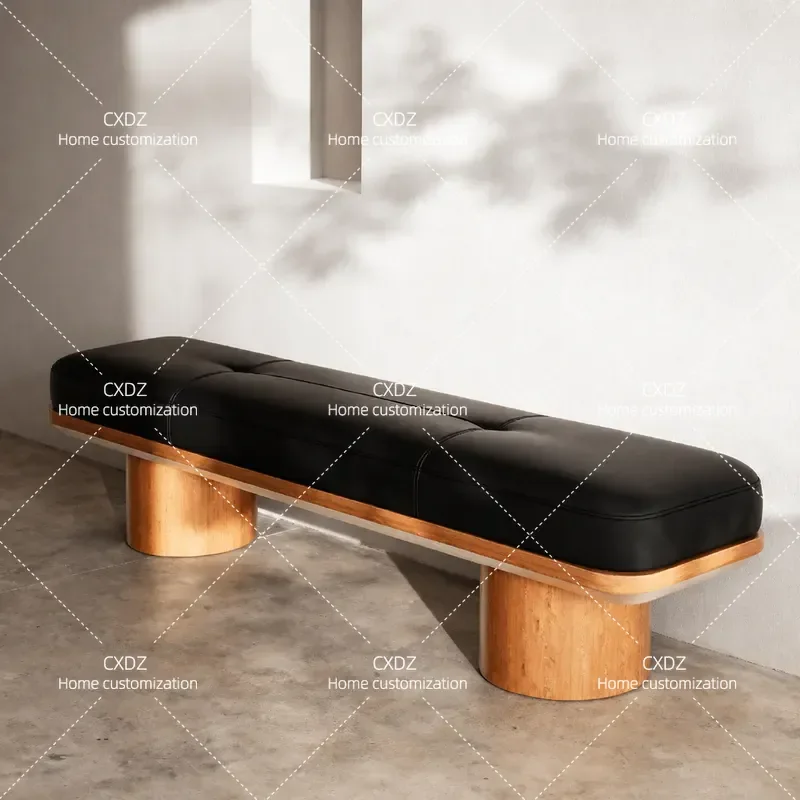Nordic Fabric Shoe Changing Bench Solid Wood Entryway Stool Creative Clothing Store Display Seat Modern Home Entrance