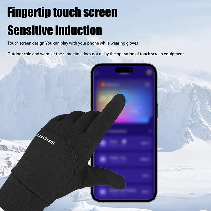 Guantes de ciclismo de invierno para hombre, guantes deportivos a prueba de viento con pantalla táctil, guantes térmicos cálidos para correr, esquí y ciclismo