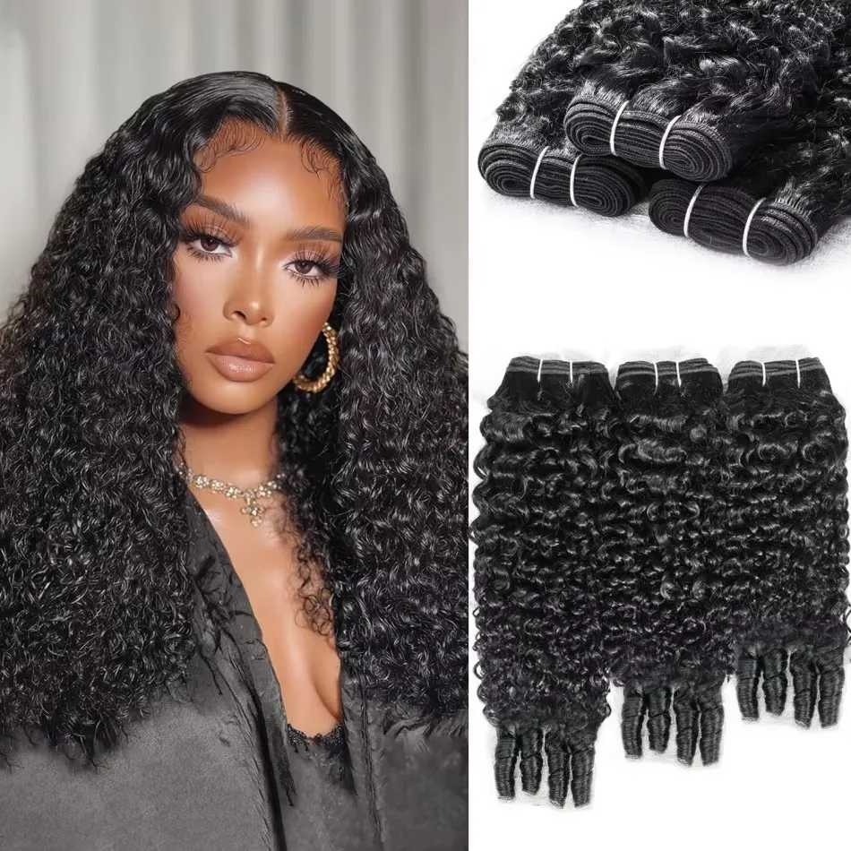 Fasci di capelli ricci birmani da 10-38 pollici, fasci di capelli umani brasiliani con onde profonde, offerta 1/3/4 fasci, extension di capelli umani di altissima qualità