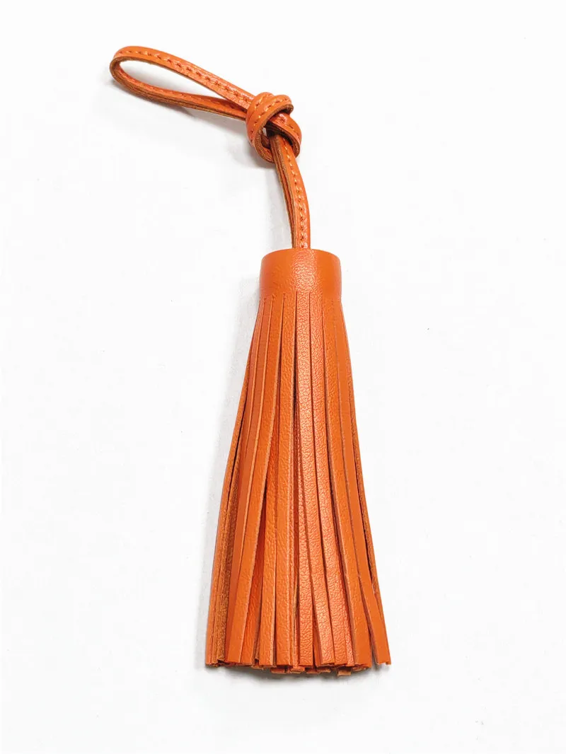 Elegant Lamb Long Leather Tassel Keyring for Her Luxurious Women's Gift Idea Stylish Bag Charm Fashion Jewelry Accessories Decor image 3