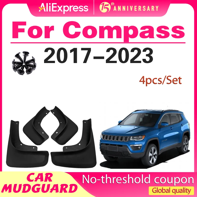 

4x for Jeep Compass 2017-2023 2018 2019 2020 1.4T 2.4T MK2 MudGuards Splash Guards Front Rear Wheels Fender Flaps Car Styling