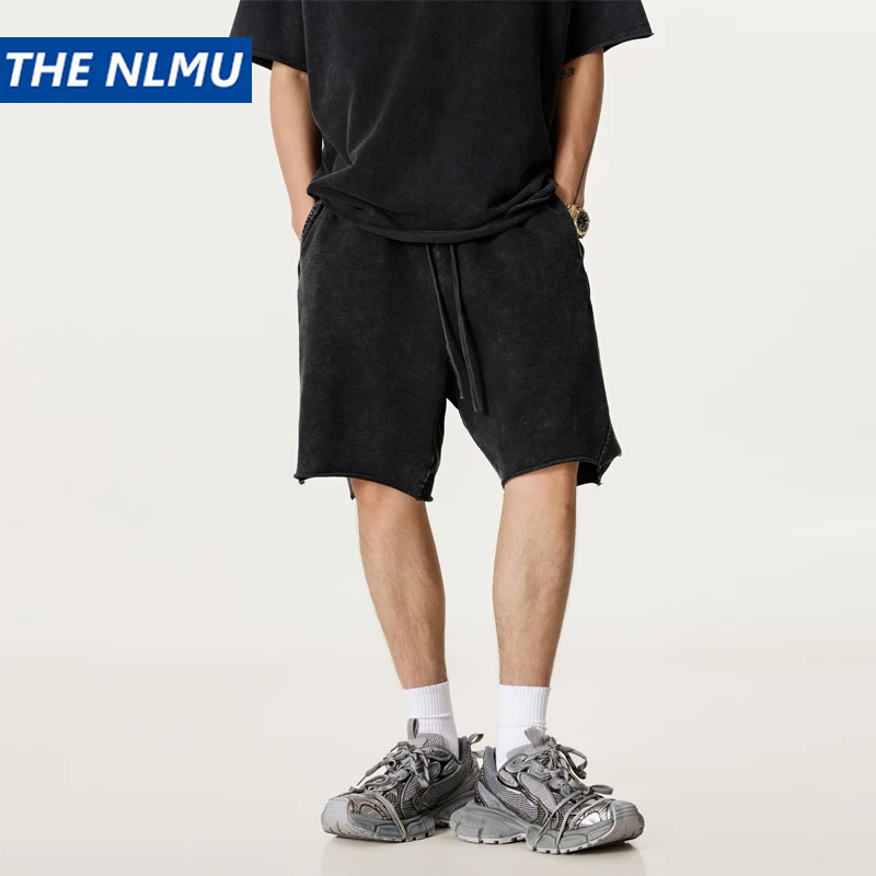 

2026 винтажные потертые шорты, мужские потертые хлопковые шорты унисекс с эластичной резинкой на талии, разрушенные короткие брюки в стиле ретро