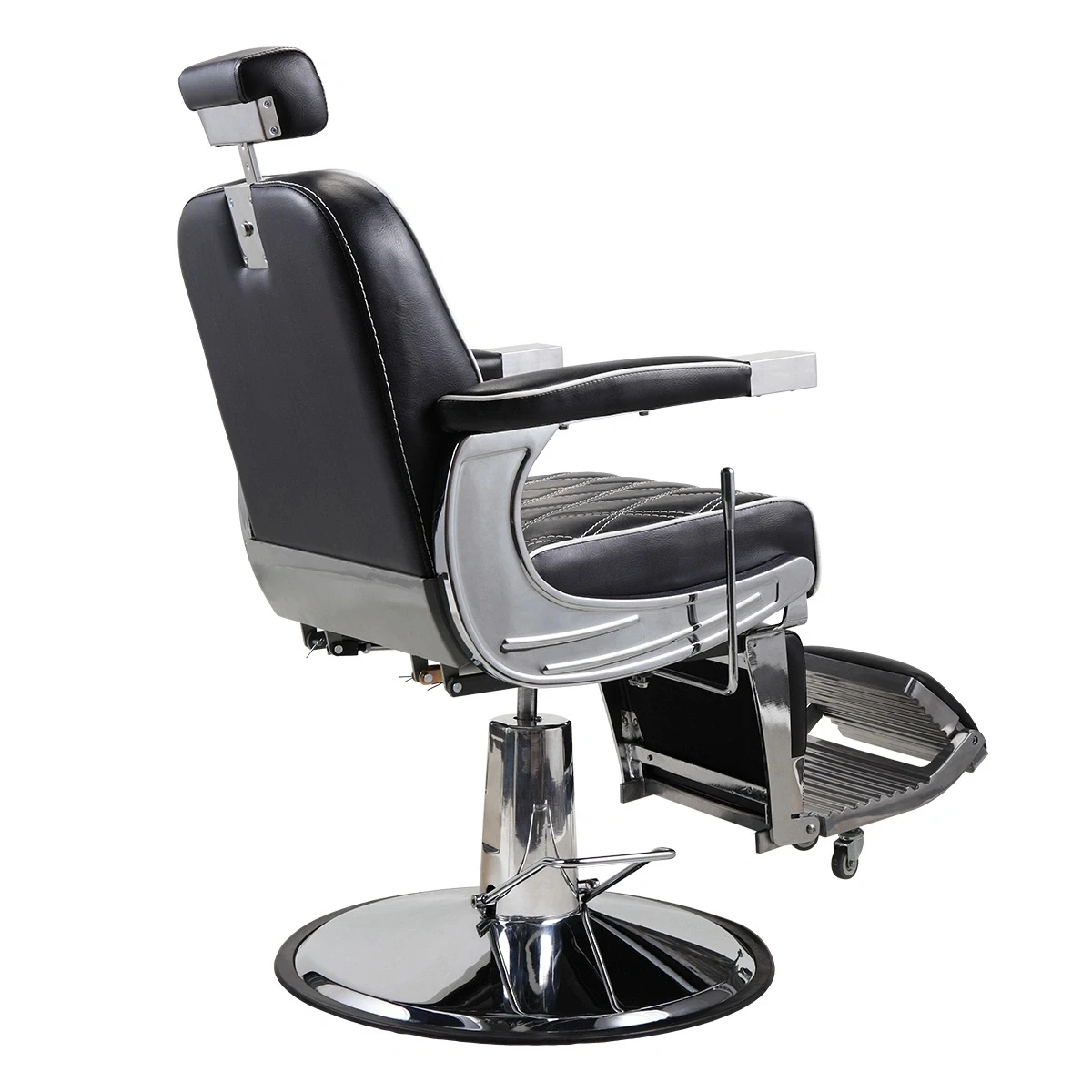 Liege Barber Stuhl Hydraulische Salon Stuhl mit Verstellbare Kopfstütze und Heavy Duty Basis für Haar Schneiden, schwarz + Silber XH