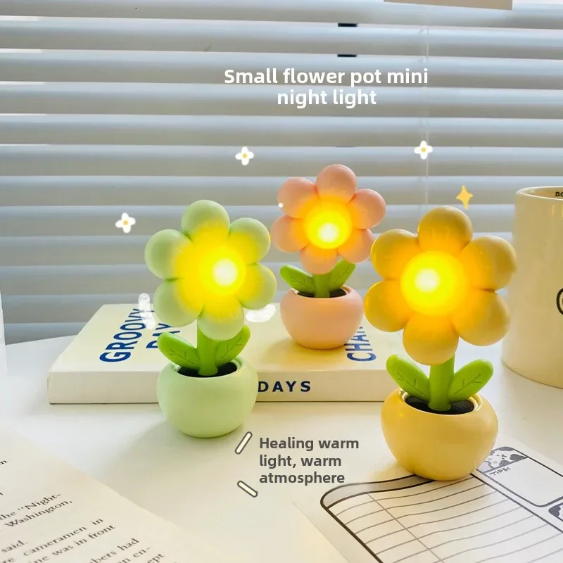 

Mini LED Flower Night Light Cute Small Table Lamp Desktop Ornament Bedside Bedroom Ambient Lights Children Toy Kids Gift Hot