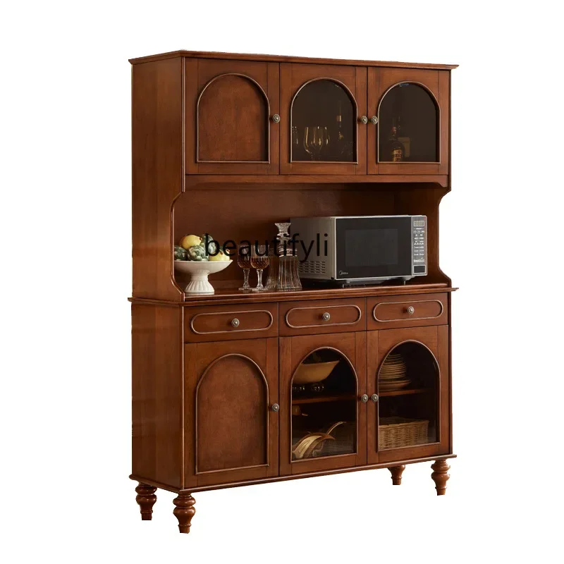 

American-style Solid Wood Sideboard Cabinet Home Storage Cabinet French-style Light Luxury Tea Cabinet