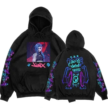Arcane Jinx Boom Maymun Kapüşonlular Uzun Kollu Erkek Kadın Tişörtü video oyunu Moda Baskı Kazaklar Moletom Masculino Unisex